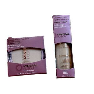 Mineral Fusion Liquid Foundation Neutral 1- Fair Full Coverage & Pressed Powder